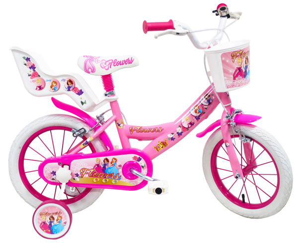 Bicicletta per Bambina 16" 2 Freni Flowers Rosa prezzo