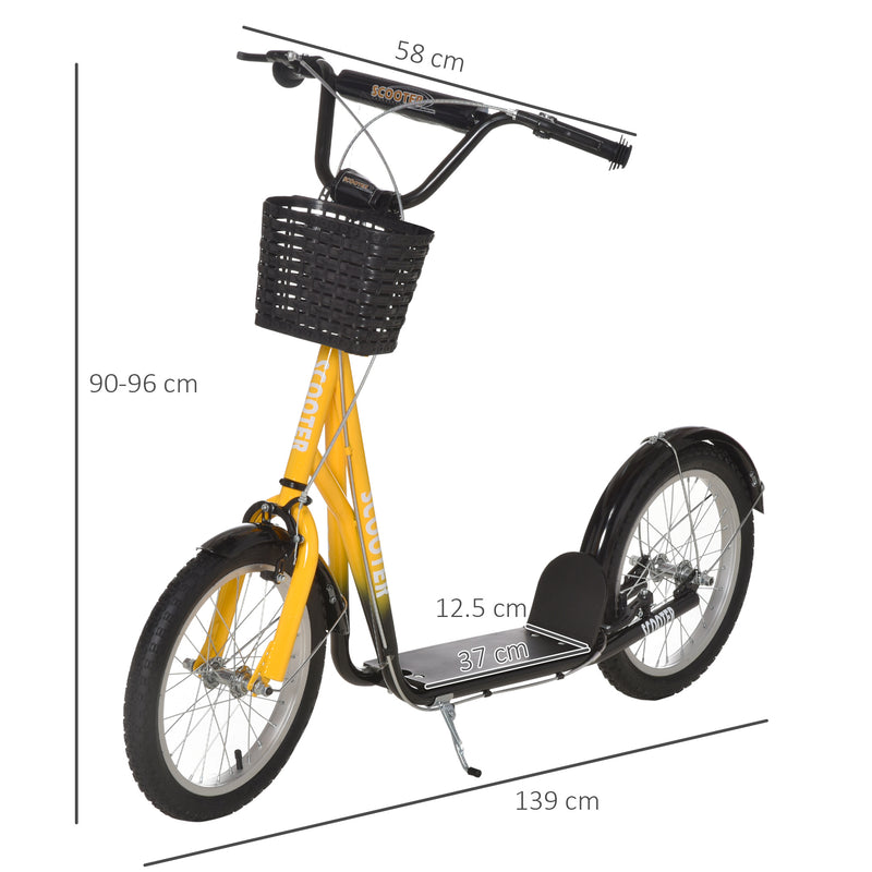 Monopattino per Bambini Ruote da 16 in Metallo Giallo-3