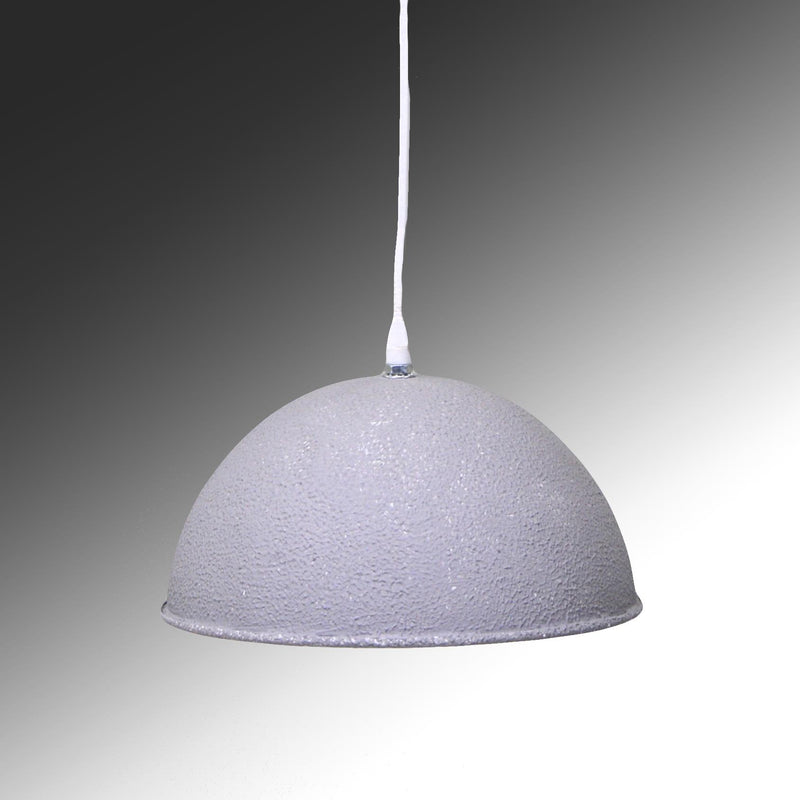 Lampadario in metallo vintage bianco/grigio con attacco cm Ø26xh19-2