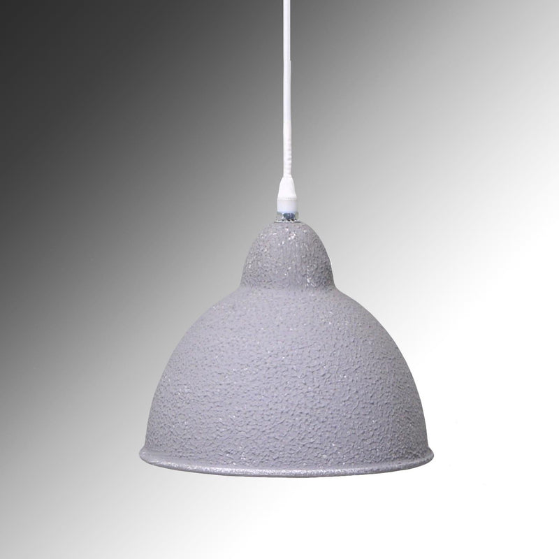 Lampadario in metallo vintage bianco/grigio sagomato con attacco cm Ø19xh21-2