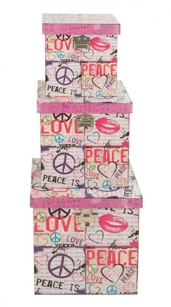 online Set 3 Scatole Quadrate Peace 136 in Mdf