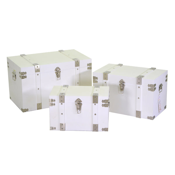 Set 3 Baule in legno bianco rettangolare prezzo