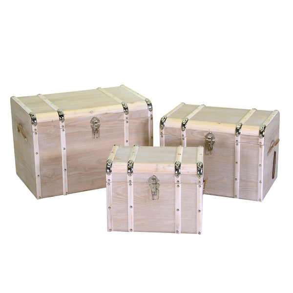 online Set 3 Baule in legno sbiancato rettangolare