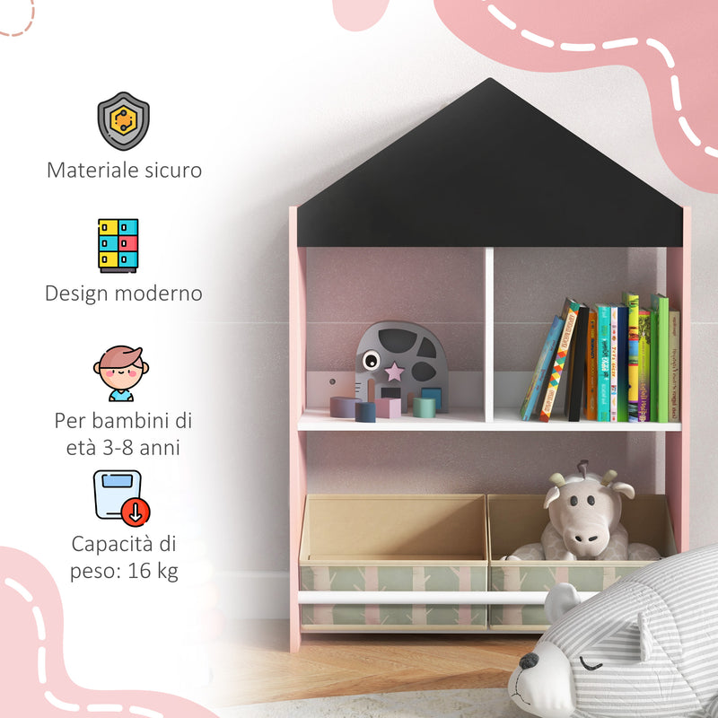 Scaffale Portagiochi per Bambini 62,4x26,5x90 cm con Ripiani e Cassetti  Rimovibili Rosa – acquista su Giordano Shop