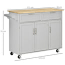 Carrello da Cucina 121x46x91 cm con Ruote in Legno Grigio-3