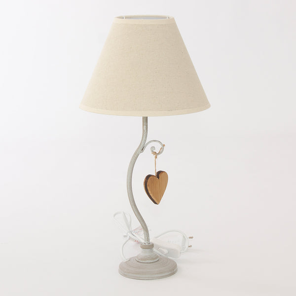 Lampada da Tavolo 20xH46 cm in Metallo con Decorazione Cuore Grigia-1