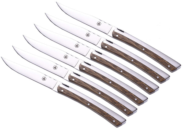 Set 6 Coltelli da Bistecca Lama Liscia Manico in Legno Zebrato prezzo