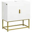 Mobile Sotto Lavabo Bagno 60x30x65 cm in Legno e Acciaio Bianco e Oro-1