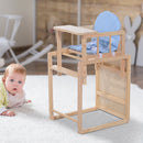 Seggiolone Multifunzione per Bambini in Legno di Pino Azzurro 50x44x88 cm -2