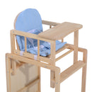 Seggiolone Multifunzione per Bambini in Legno di Pino Azzurro 50x44x88 cm -9