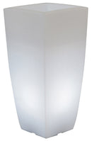 Vaso Luminoso Quadrato 40x40x90 cm in Resina Bauer Bianco Ghiaccio-1