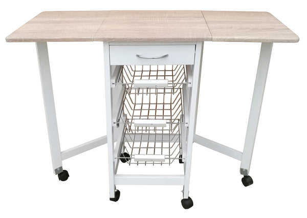 Carrello da Cucina Richiudibile Salvaspazio 96x37x77 cm in MDF Bianco e Sonoma prezzo