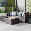 Set Salotto Divano da Giardino con Pouf Contenitore in Polyrattan Grigio Scuro-2