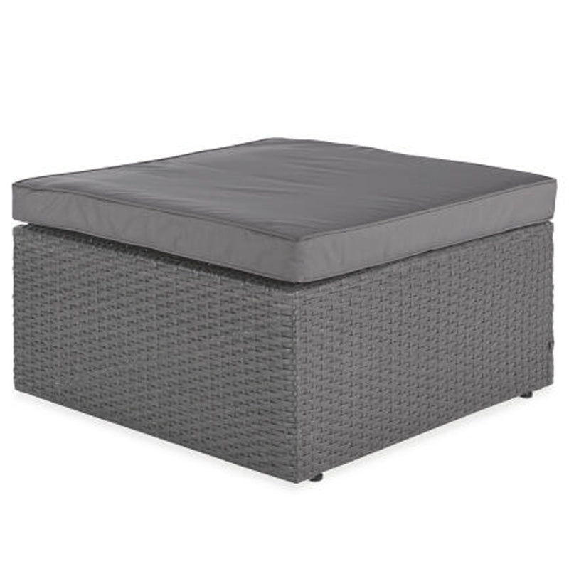 Set Salotto Divano da Giardino con Pouf Contenitore in Polyrattan Grigio Scuro-5