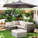 Set Salotto Divano da Giardino con Pouf Contenitore in Polyrattan Beige-2