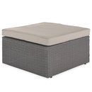 Set Salotto Divano da Giardino con Pouf Contenitore in Polyrattan Beige-4