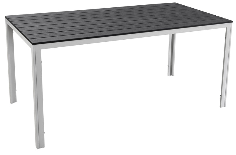 Tavolo da Giardino 156x78x74 cm in Acciaio e Plastica Stampata Bianco e Grigio Scuro-1