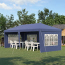 Gazebo da Giardino  Regolabile in Altezza con Pareti Removibili 6x3m in Acciaio e Poliestere Blu-2