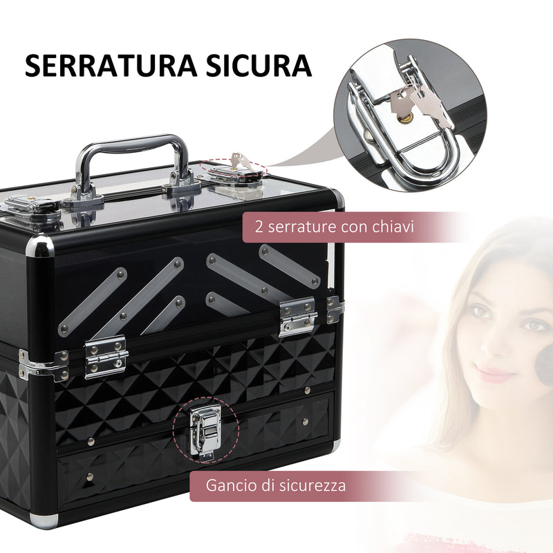 Valigia Trolley 5 in 1 Trucchi Beauty Case Viaggio Estetista Professionale  Nera
