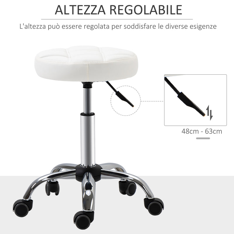 Sgabello da lavoro con ruote altezza regolabile in PU beige