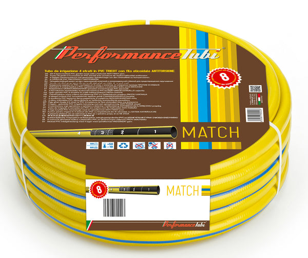 prezzo Tubo da Giardino per Irrigazione 4 Strati in PVC Antitorsione Match Giallo Varie Misure