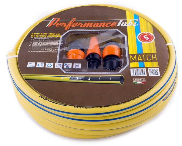 Tubo da Giardino per Irrigazione con Accessori 4 Strati in PVC Antitorsione Match Giallo Varie Misure online