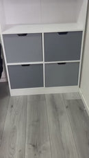 Libreria 4 Cassetti 3 Ripiani 76x30x173 cm in MDF e Truciolato Bianco e Grigio