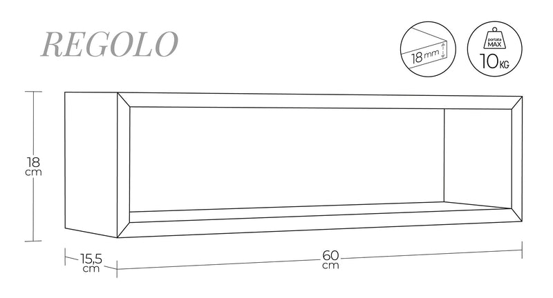 Mensola da Parete 60x18x15,5 cm in Fibra di Legno Regolo Rosso-3