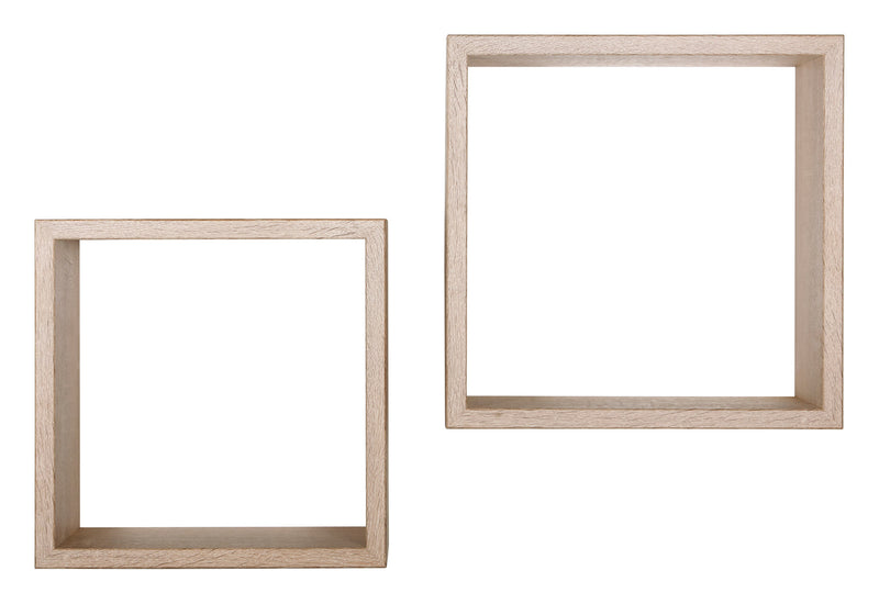 Set 2 Mensole Cubo da Parete Quadrato in Fibra di Legno Q-Bis Rovere Sagerau-3