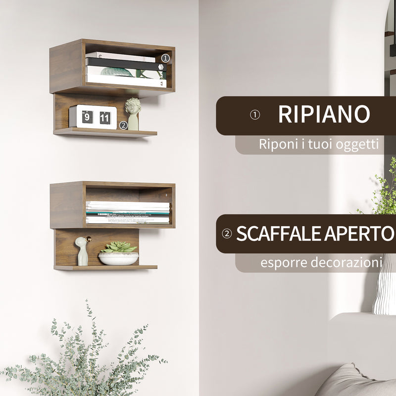 Set 2 Comodini Sospesi 40x29,5x33,5 cm in MDF Marroni – acquista su  Giordano Shop