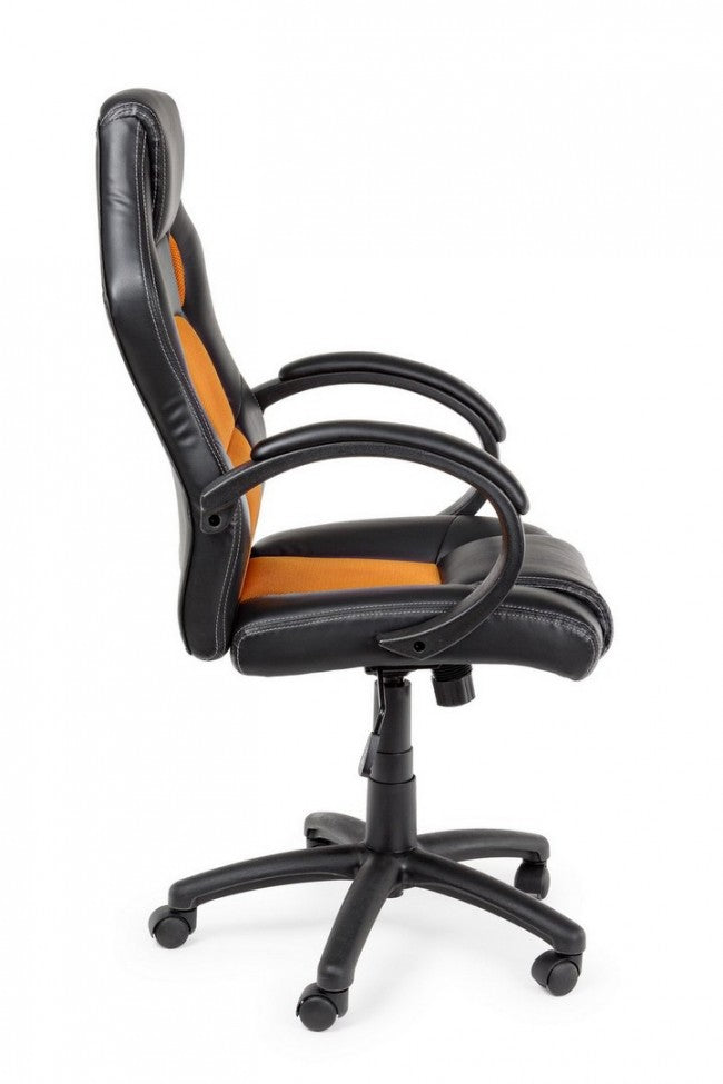 Sedia Poltrona da Gaming in Rete ed Similpelle Racing Nera-Arancio-4