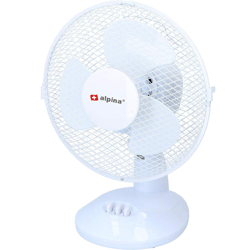 Ventilatore da Tavolo Pale 23 cm Salvaspazio 20 W 2 Velocità e Funzione Girevole Alpina-1