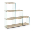 Libreria Scala Sury Rovere 122x29,5 H120 in Vetro-1