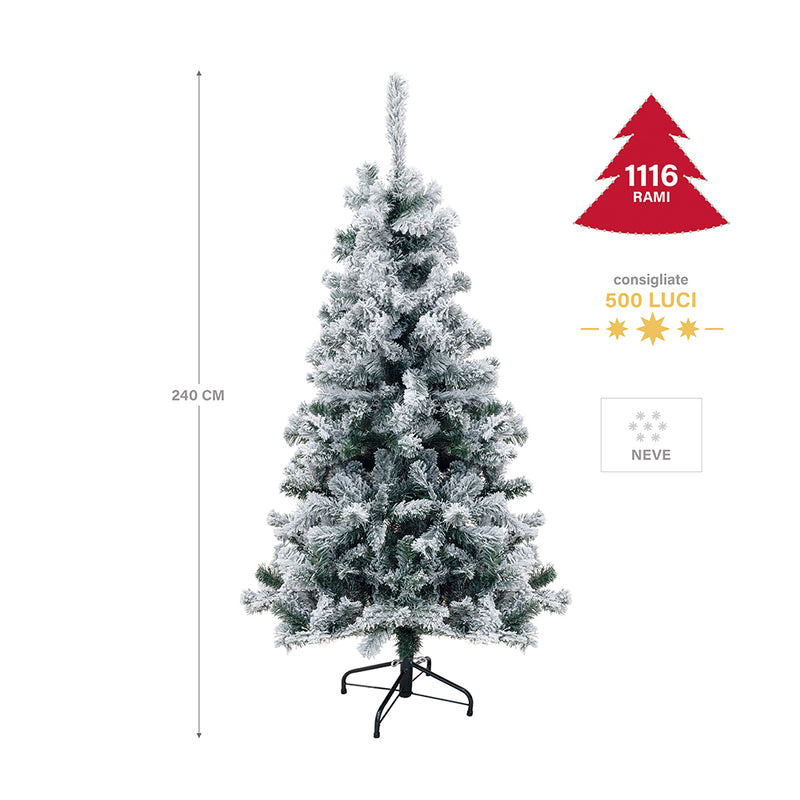 Albero di Natale Artificiale Innevato H240 cm 1116 Rami Sestriere Verde-4