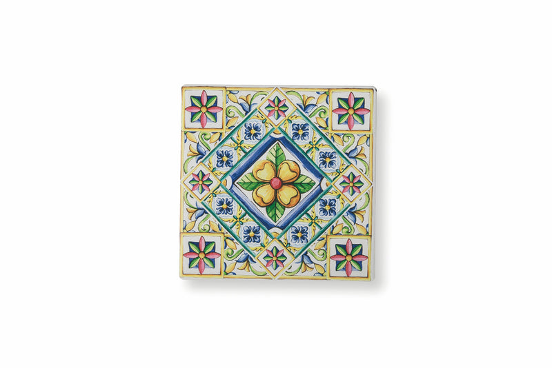 Set 6 Sottobicchieri Quadrati in Ceramica Fondo in Sughero 10x10 cm VdE  Tivoli 1996 Costiera