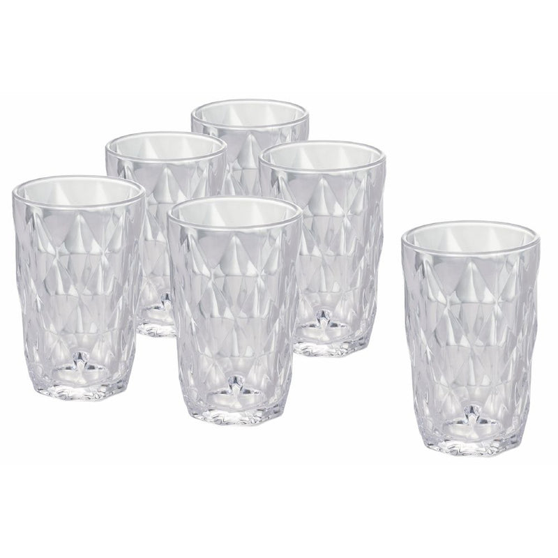 Set 6 bicchieri bibita 380 ml in vetro colorato trasparente