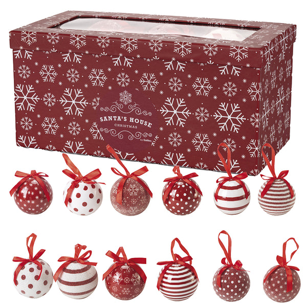 Set 14 Palle di Natale Ø7,5 cm in Polyfoam con Box Righe e Pois acquista