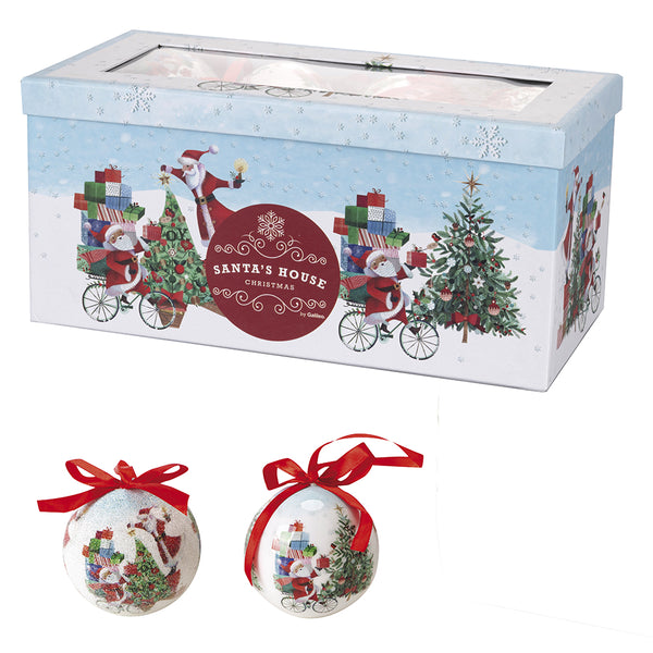 Set 14 Palle di Natale Ø7,5 cm in Polyfoam con Box Babbo Natale in Bicicletta sconto