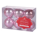 Set 6 Palle di Natale Ø6 cm in Plastica Rosa-1