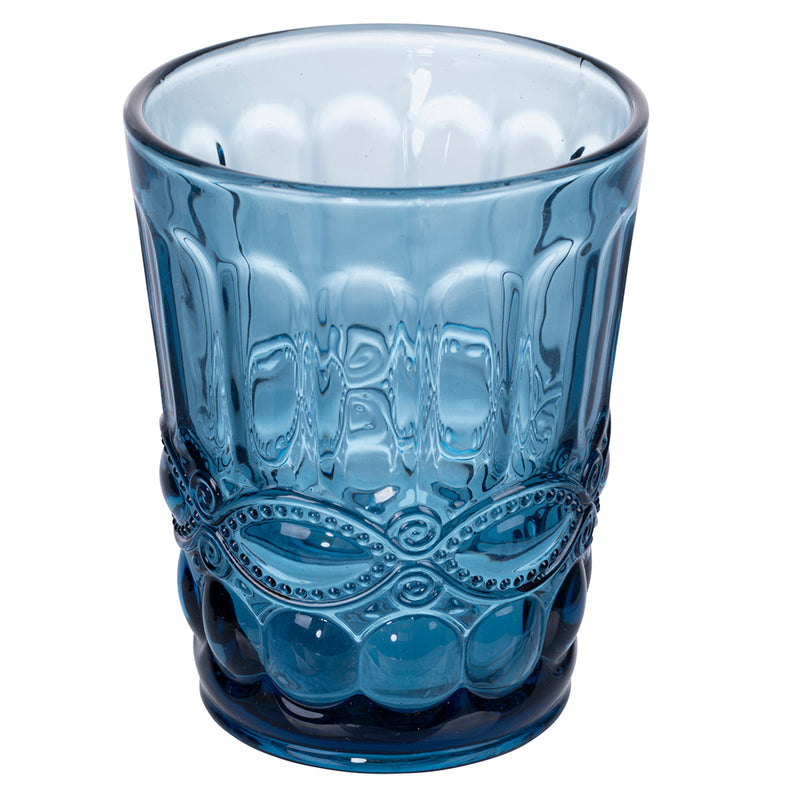 Set 6 Pz Bicchieri In Vetro Bicchiere Acqua 250ml Colore Blu 10cm Gicos  Made In Italy 