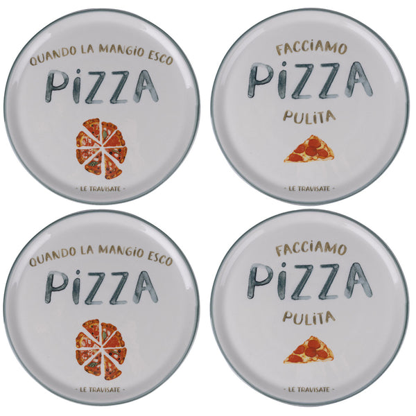 Set 4 Piatti Pizza Ø33x2 cm in Porcellana VdE Tivoli 1996 Le Travisate Bianco acquista