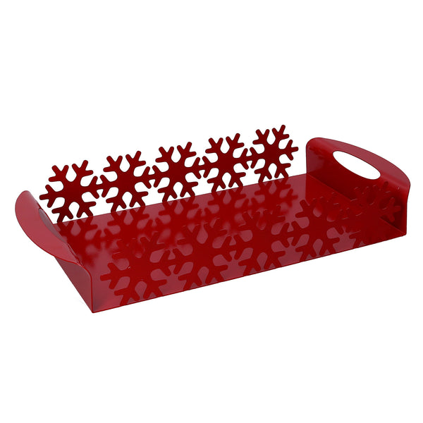 online Vassoio in Metallo fiocco neve rosso rettangolare cm 41x20xh6,5