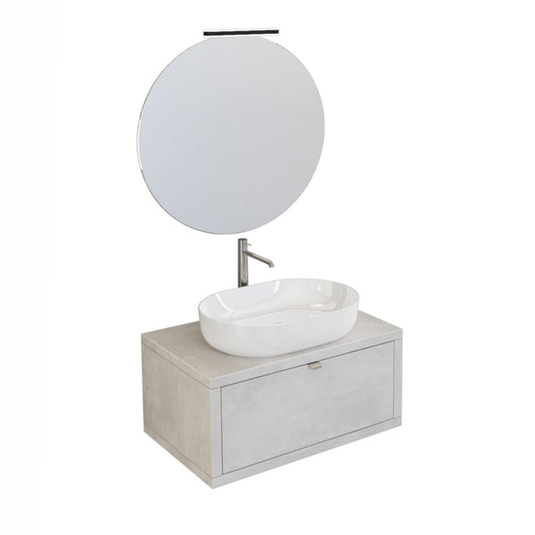 prezzo Mobile Bagno Sospeso 80 cm Lavabo e Specchio Bonussi Orione Grigio Effetto Cemento