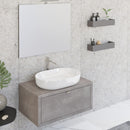 Mobile Bagno Sospeso 80 cm Lavabo e Specchio Bonussi Orione Grigio Effetto Cemento-2