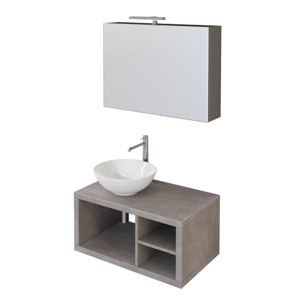 Mobile Bagno Sospeso 80 cm Lavabo e Specchio Bonussi Orione Grigio Effetto Cemento acquista