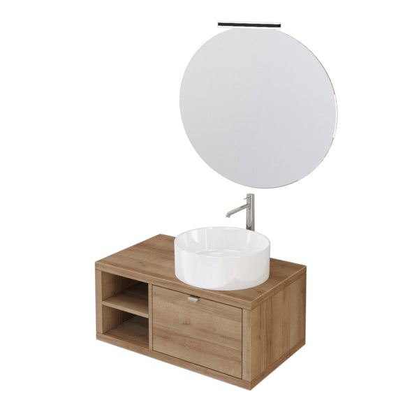 online Mobile Bagno Sospeso 80 cm Lavabo e Specchio Bonussi Orione Rovere Farnia