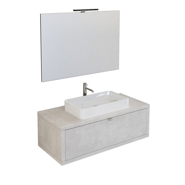 online Mobile Bagno Sospeso 110 cm Lavabo e Specchio Bonussi Orione Grigio Effetto Cemento