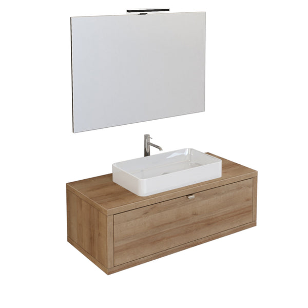 acquista Mobile Bagno Sospeso 110 cm Lavabo e Specchio Bonussi Orione Rovere Farnia