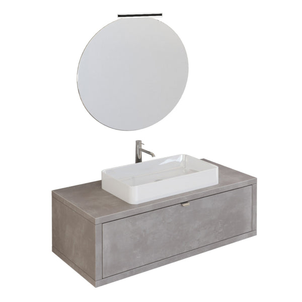 Mobile Bagno Sospeso 110 cm Lavabo e Specchio Bonussi Orione Grigio Effetto Cemento prezzo