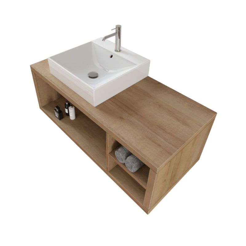 Mobile Bagno Sospeso 110 cm Lavabo e Specchio Bonussi Orione Rovere Farnia-3